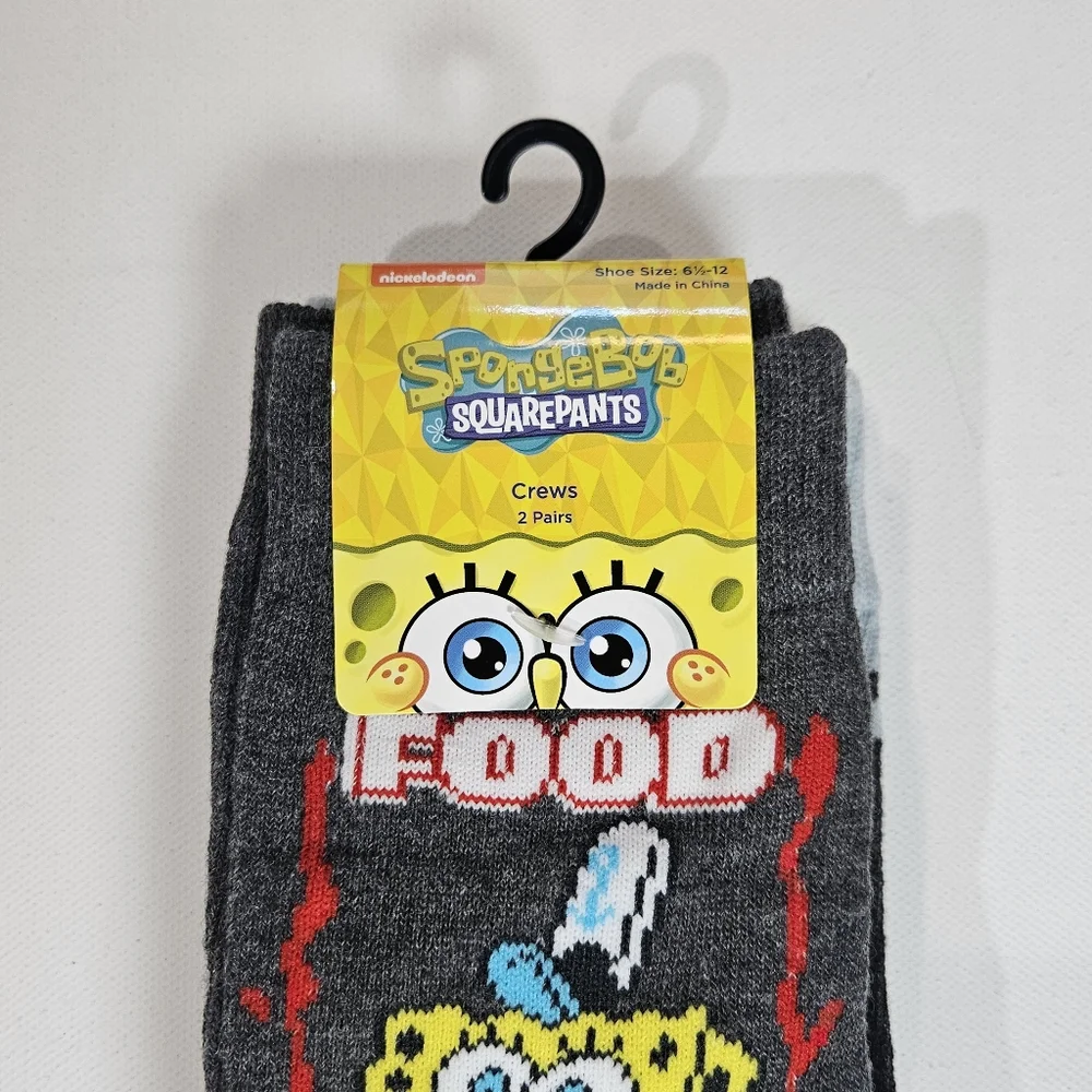 Spongebob Squarepants Crew‎ Sock 2 Pairs Hot Sauce Patrick Star Graphic